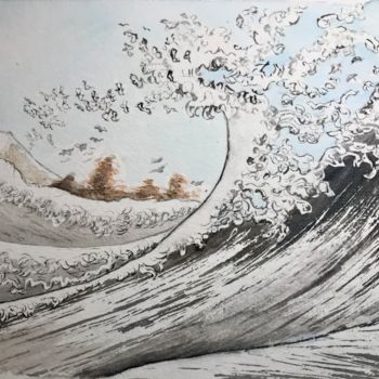 Malerei mit dem Titel ""Mont Fuji vu au-de…" von Catherine Dentz, Original-Kunstwerk, Aquarell