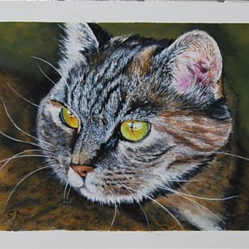 Painting titled "chat-vic.png" by Catherine Digue - Turpin, Original Artwork, Gouache