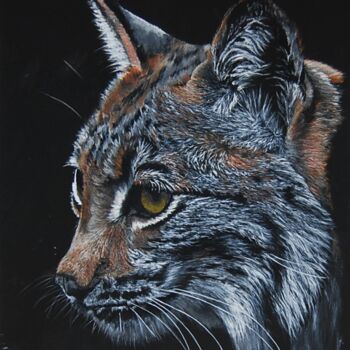 Painting titled "lynx2.png" by Catherine Digue - Turpin, Original Artwork, Gouache