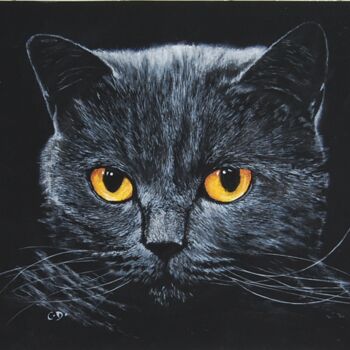 Painting titled "chartreux.png" by Catherine Digue - Turpin, Original Artwork, Gouache