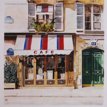 「rue Bonaparte」というタイトルの絵画 Catherine Digue - Turpinによって, オリジナルのアートワーク, グワッシュ水彩画