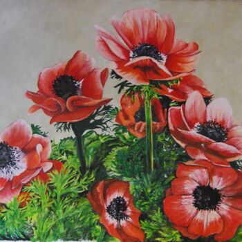 Peinture intitulée "anemones.jpg" par Catherine Digue - Turpin, Œuvre d'art originale, Gouache