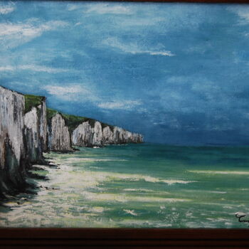 Peinture intitulée "falaises-etretat.jpg" par Catherine Digue - Turpin, Œuvre d'art originale