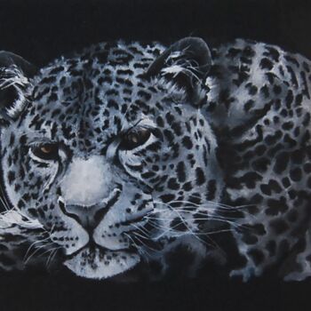 Painting titled "leopard-pensif2.png" by Catherine Digue - Turpin, Original Artwork