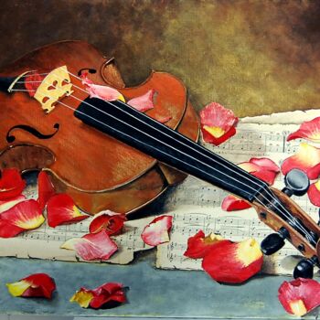 Ζωγραφική με τίτλο "accords-pour-violon…" από Catherine Digue - Turpin, Αυθεντικά έργα τέχνης