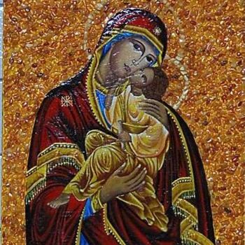 Painting titled "vierge-d-ambre.jpg" by Catherine Digue - Turpin, Original Artwork, Tempera