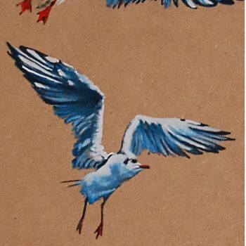 Peinture intitulée "les-3-mouettes.png" par Catherine Digue - Turpin, Œuvre d'art originale, Gouache