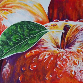 Pintura titulada "les-pommes-de-lea.p…" por Catherine Digue - Turpin, Obra de arte original, Gouache