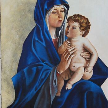 Painting titled "madone-bellini.png" by Catherine Digue - Turpin, Original Artwork, Gouache