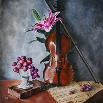 Painting titled "le-lis-musical.png" by Catherine Digue - Turpin, Original Artwork, Gouache