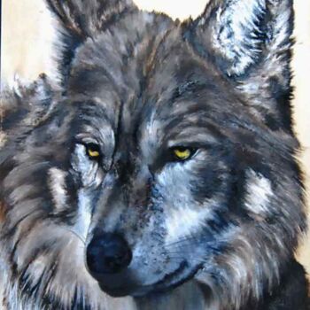 Painting titled "lupus-canis.jpg" by Catherine Digue - Turpin, Original Artwork, Gouache