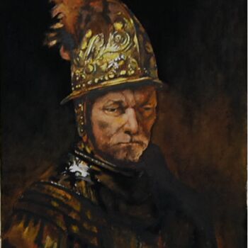 Painting titled "golden helmet.png" by Catherine Digue - Turpin, Original Artwork, Gouache