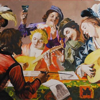 Pintura titulada "les-musiciens.png" por Catherine Digue - Turpin, Obra de arte original, Gouache