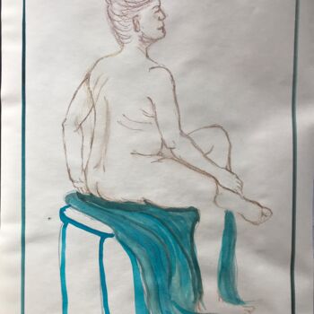 Drawing titled ""NUE AU CHIGNON ASS…" by Catherine Drouin-Goutal, Original Artwork, Charcoal