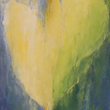 Peinture intitulée "Coeur de lumière au…" par Catherine Dufrene (Katy), Œuvre d'art originale, Huile