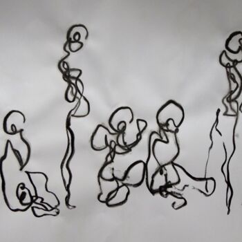 Drawing titled "Danseurs en répétit…" by Catherine Dufrene (Katy), Original Artwork