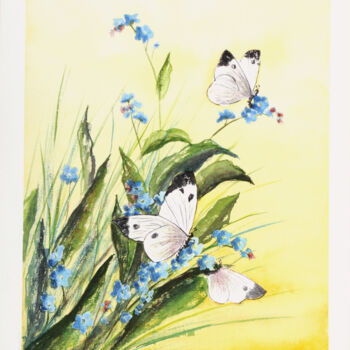 「Papillonade」というタイトルの絵画 Catherine Dufrene (Katy)によって, オリジナルのアートワーク, 水彩画