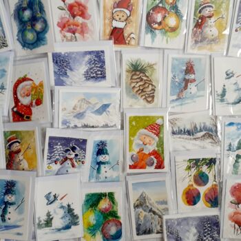 "Cartes de Noël 🎄" başlıklı Tablo Catherine Dufrene (Katy) tarafından, Orijinal sanat, Suluboya