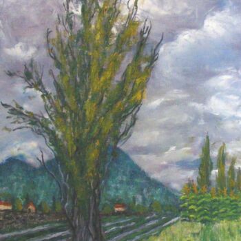 Pintura intitulada "l 'arbre d'automne…" por Catherine Dufrene (Katy), Obras de arte originais, Óleo