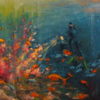 Painting titled "Flore sous marine" by Catherine Dufrene (Katy), Original Artwork, Oil