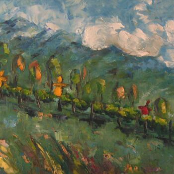 Painting titled "Epouvantails d'auto…" by Catherine Dufrene (Katy), Original Artwork, Oil