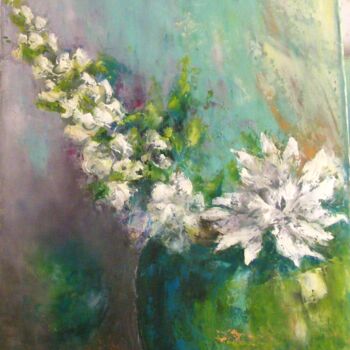 Pittura intitolato "Composition florale…" da Catherine Dufrene (Katy), Opera d'arte originale, Olio