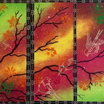 제목이 "Printemps"인 미술작품 Catherine Dussart로, 원작, 아크릴 나무 들것 프레임에 장착됨