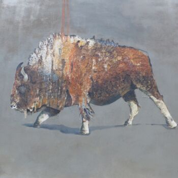 Peinture intitulée "Bison_Gris" par Catherine Gardon, Œuvre d'art originale, Acrylique