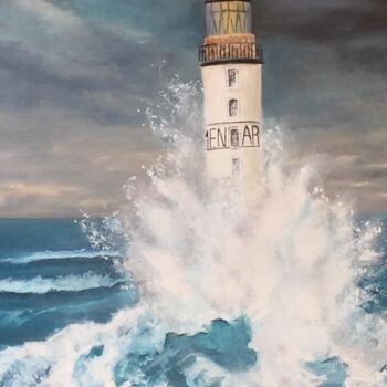 Peinture intitulée "phare breton" par Catherine Gillion, Œuvre d'art originale, Huile