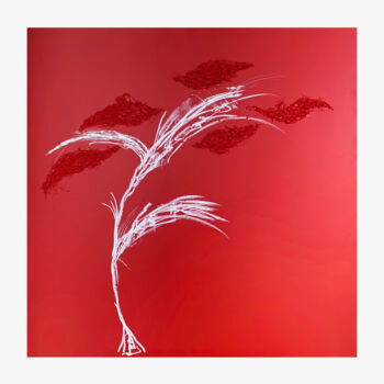 Картина под названием "Arbre rouge" - Catherine Grammont, Подлинное произведение искусства, Акрил