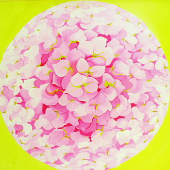 Painting titled "Hortensia" by Catherine Le Bras-Hippert, Original Artwork, Acrylic