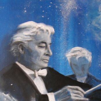 Malerei mit dem Titel "Herbert Von Karajan" von Catherine Indiana Loubet, Original-Kunstwerk, Öl