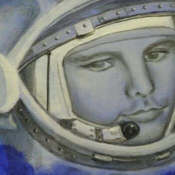 Malerei mit dem Titel "Youri Gagarine et L…" von Catherine Indiana Loubet, Original-Kunstwerk, Öl