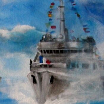 Painting titled "Marine Nationale dé…" by Catherine Indiana Loubet, Original Artwork, Oil