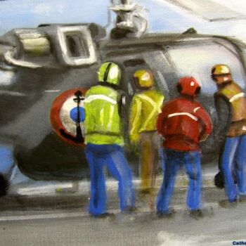 Painting titled "Alouette III pont d…" by Catherine Indiana Loubet, Original Artwork, Oil