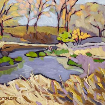 Painting titled "The Quiet River" by Catherine J. Martzloff, Original Artwork, Oil