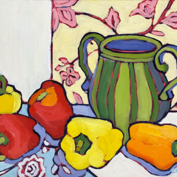 Painting titled "Vegetables in Spring" by Catherine J. Martzloff, Original Artwork, Oil