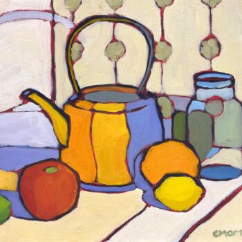 Pittura intitolato "Farmhouse Table" da Catherine J. Martzloff, Opera d'arte originale, Olio