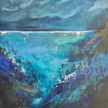 Malarstwo zatytułowany „Blue Deep Water” autorstwa Catherine Jacomet, Oryginalna praca, Akryl Zamontowany na Drewniana rama…