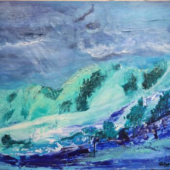 Peinture intitulée "BLUE MONTAIN" par Catherine Jacomet, Œuvre d'art originale, Acrylique