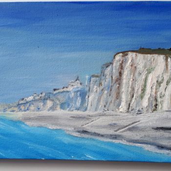 Painting titled "Falaises Picardes" by Catdicop, Original Artwork, Oil