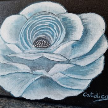 Painting titled "Fleur Bleue 001" by Catdicop, Original Artwork, Acrylic