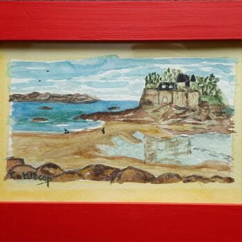 Painting titled "Ile Du Guesclin Sai…" by Catdicop, Original Artwork, Watercolor