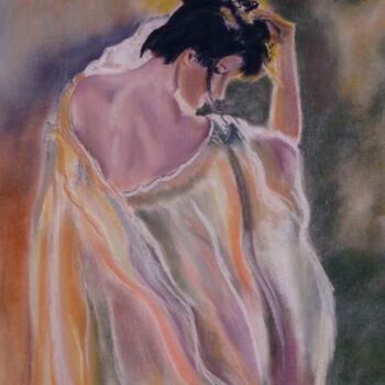 Painting titled "Femme se coiffant" by Catherine Lacroix, Original Artwork