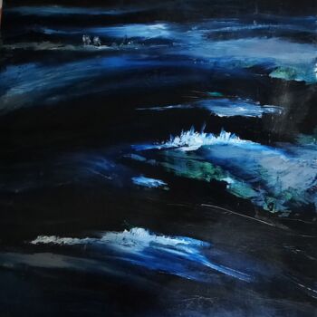 Malarstwo zatytułowany „Blue night” autorstwa Catherine Lecomte (Catell), Oryginalna praca, Olej