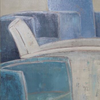 Peinture intitulée "La vie en bleu" par Catherine Lefay, Œuvre d'art originale, Huile