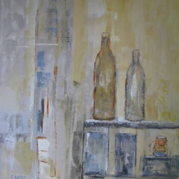 Pintura titulada "Les bouteilles" por Catherine Lefay, Obra de arte original, Oleo