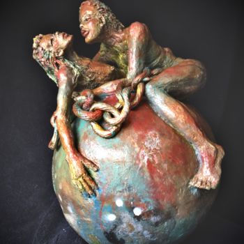 Sculpture titled "Lien d’amour" by Catherine Lesueur (C.Lesueur), Original Artwork, Clay