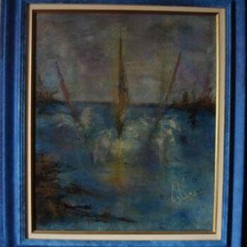 Painting titled "ENTRE CIEL ET MER" by Catherine Lesueur (C.Lesueur), Original Artwork, Oil