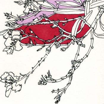 Disegno intitolato "Accacia rose et pou…" da Catherine Levrey, Opera d'arte originale, Altro